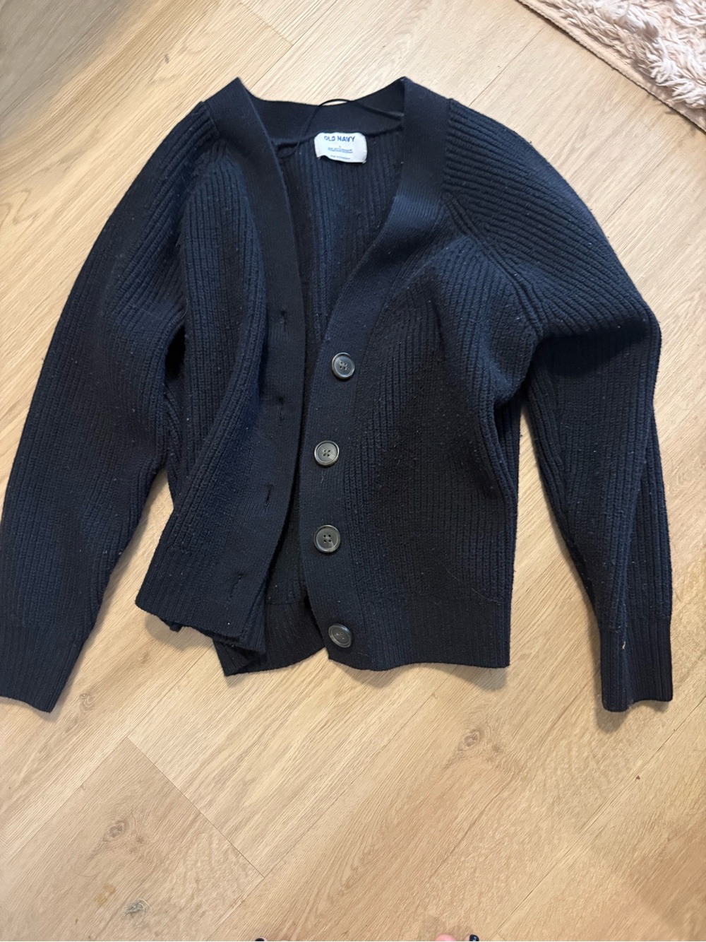 Old Navy Black Ribbed Button-Front Cardigan